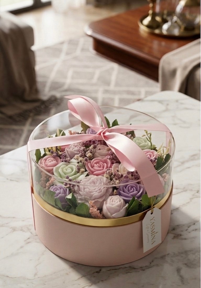 Big Plexy Box with flowers 20 x 15 cm