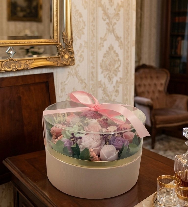 Big Plexy Box with flowers 20 x 15 cm