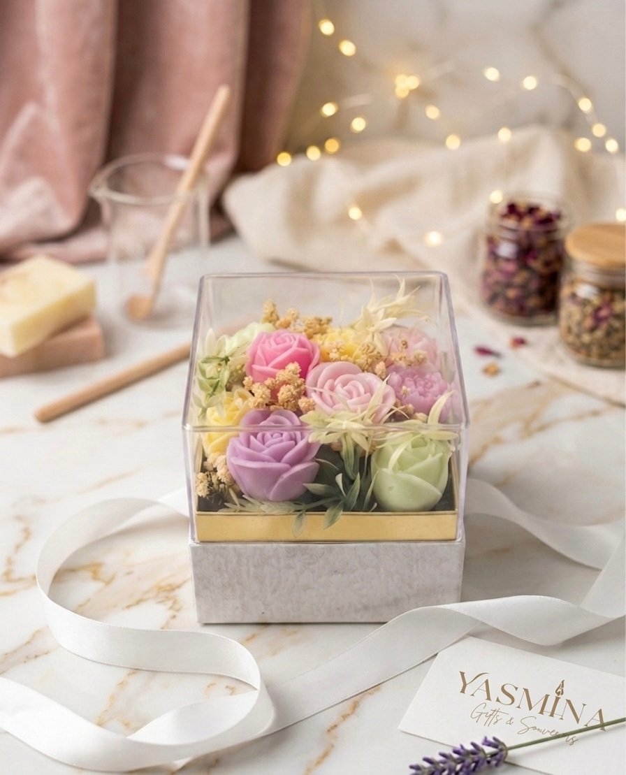 Small plexy box with flowers