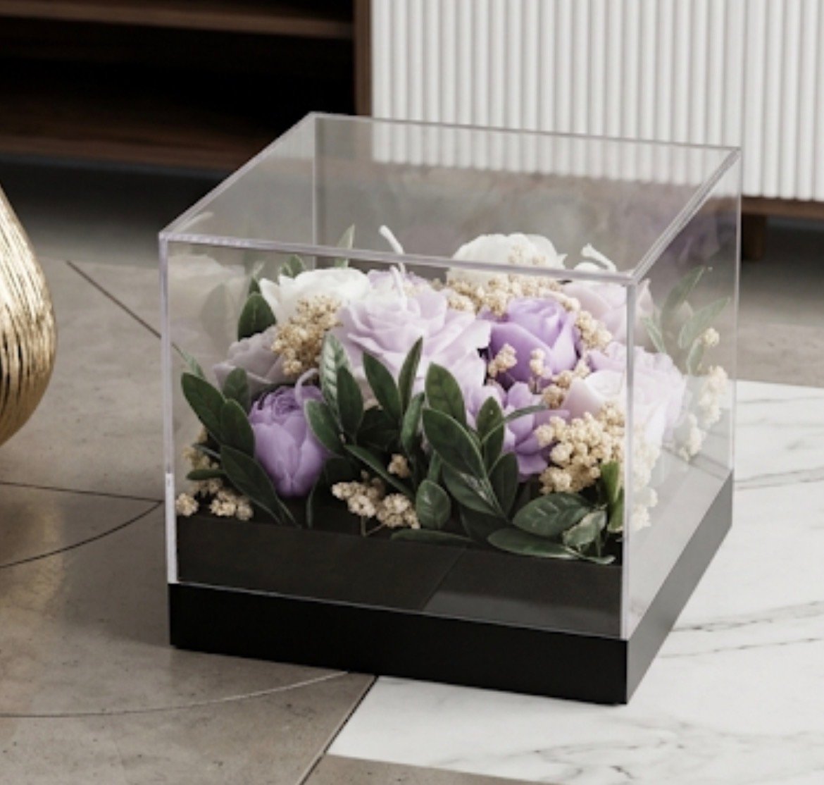 Medium Plexy box with flowers