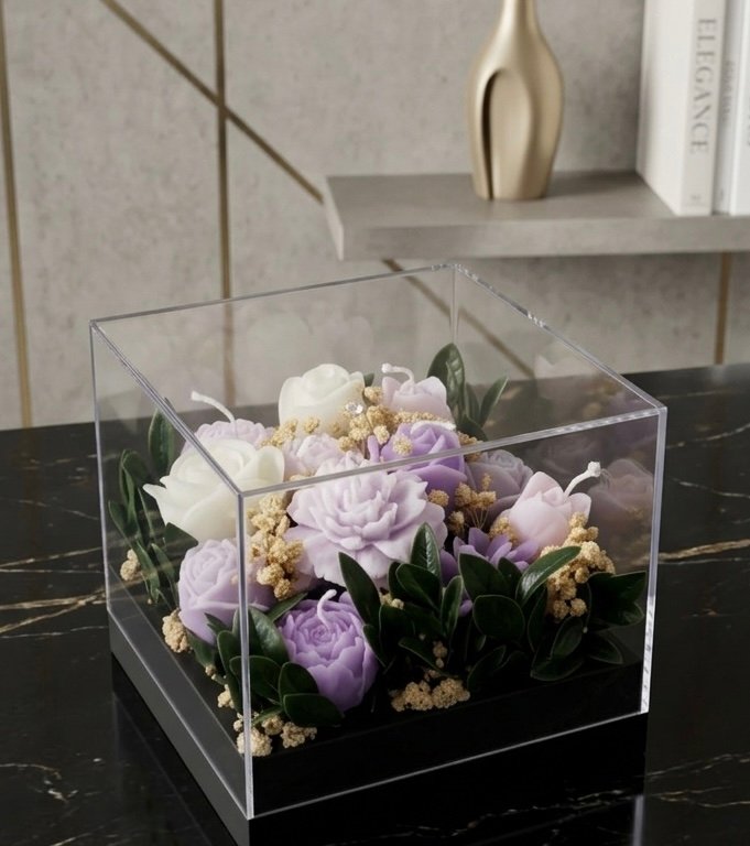 Medium Plexy box with flowers