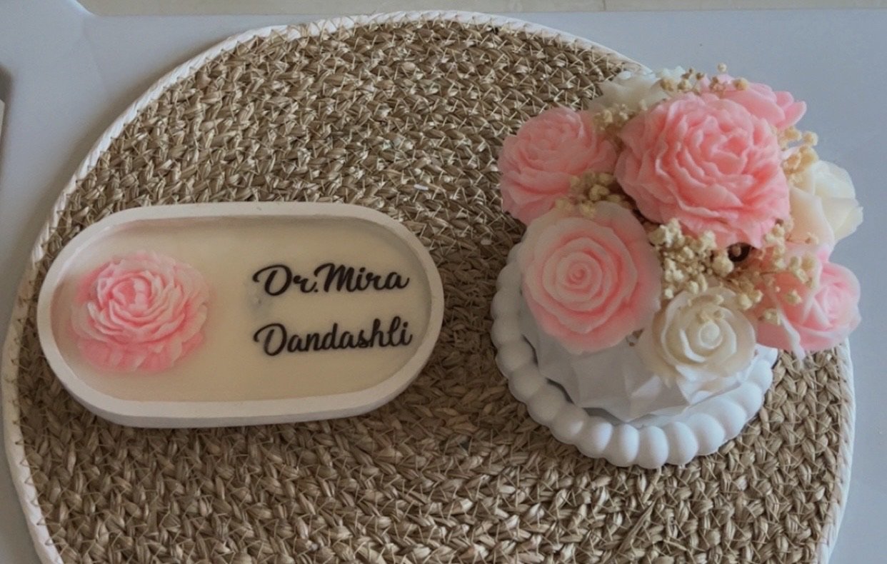 Vase of flower+ wax jar with customized name