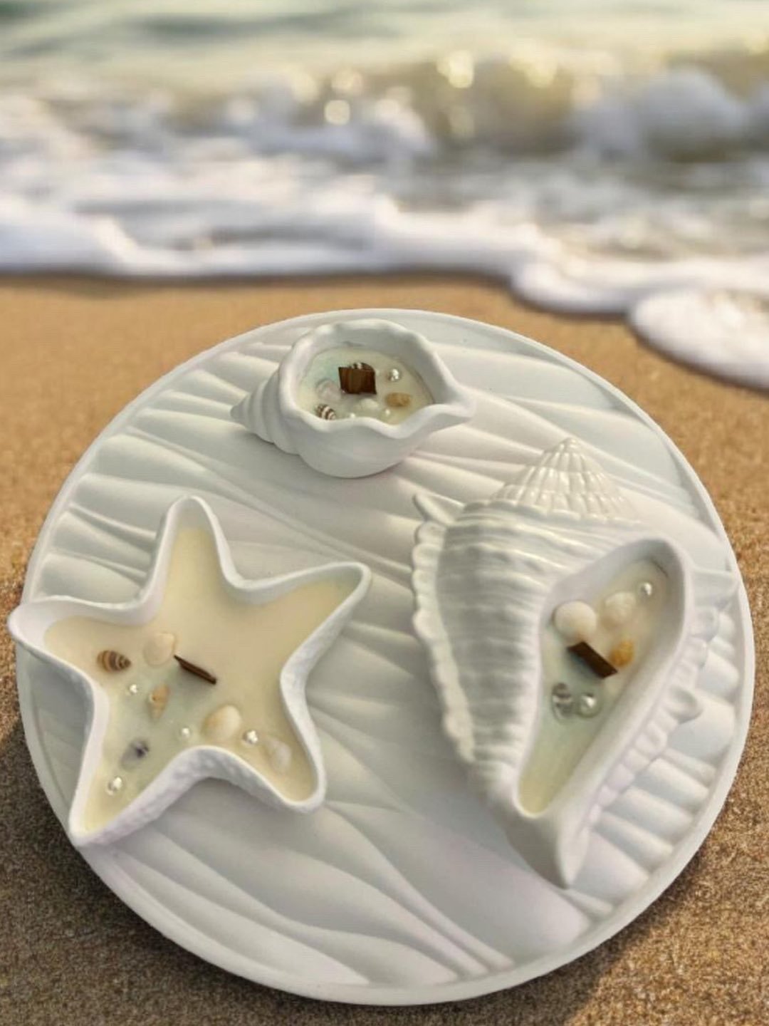 Tray + 5 pieces of concrite and wax
